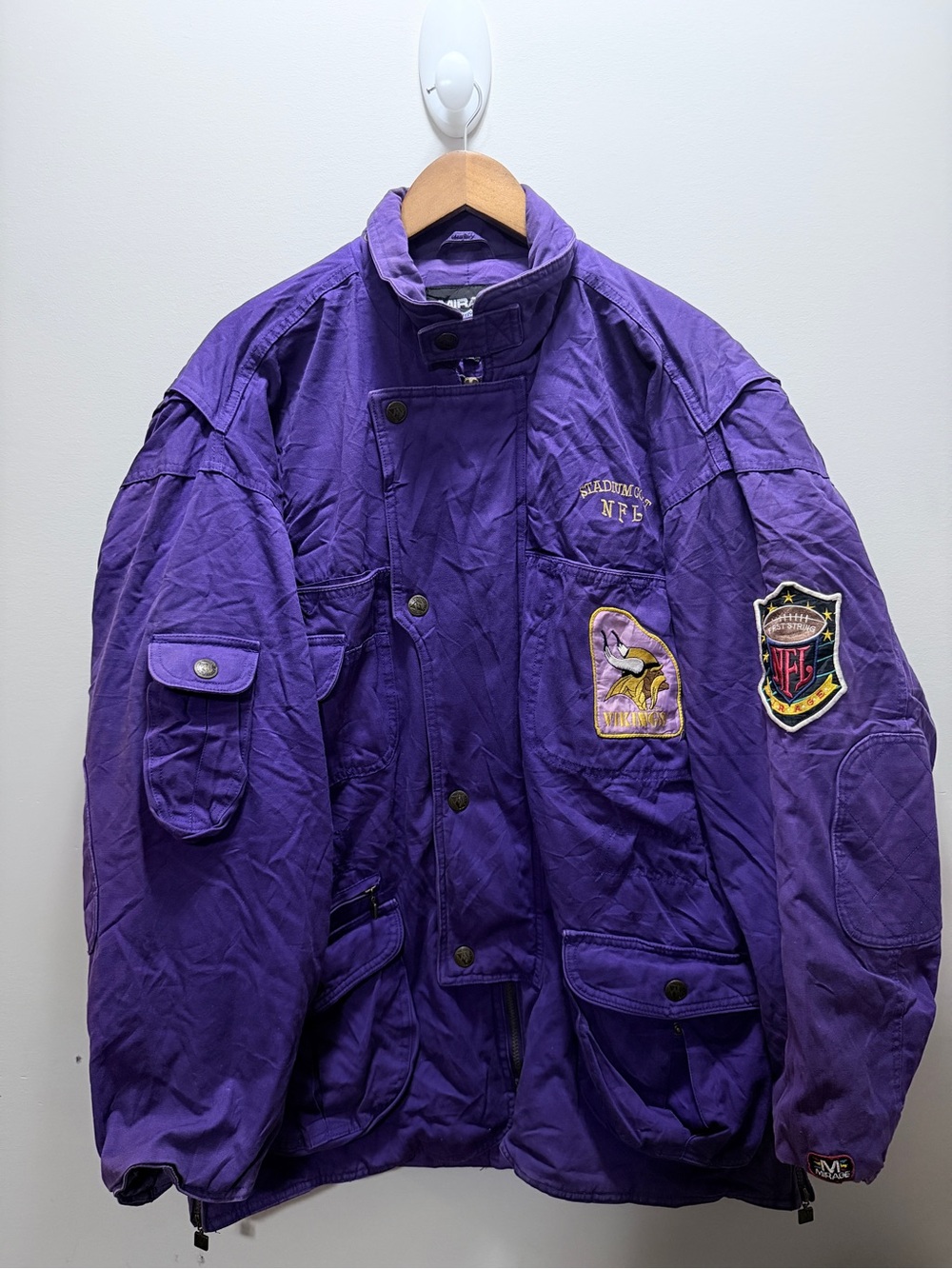 Vintage 90s Mirage NFL First String Minnesota Vikings Jacket XL 34.5x26.5